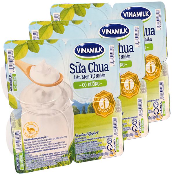  Sữa chua có đường Vinamilk bộ 3 lốc x 4 hộp x 100g 