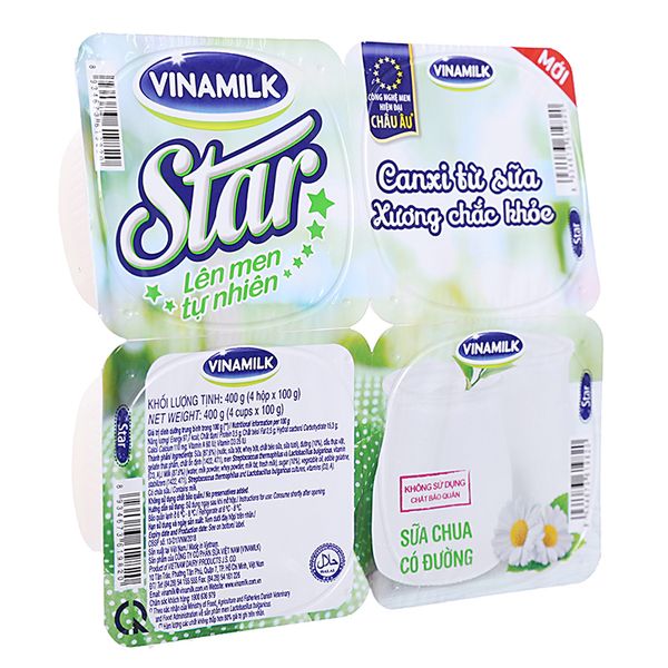  Sữa chua có đường Vinamilk star lốc 4 hộp x 100g 