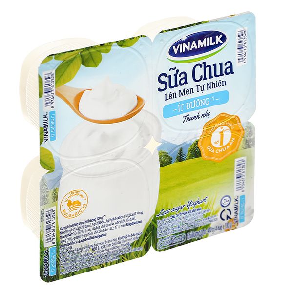  Sữa chua ít đường Vinamilk lốc 4 hộp x 100g 