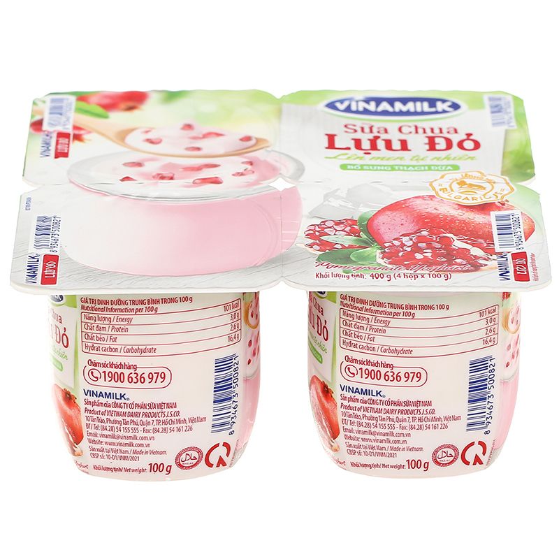  Sữa chua Vinamilk lựu đỏ lốc 4 hộp x 100g 