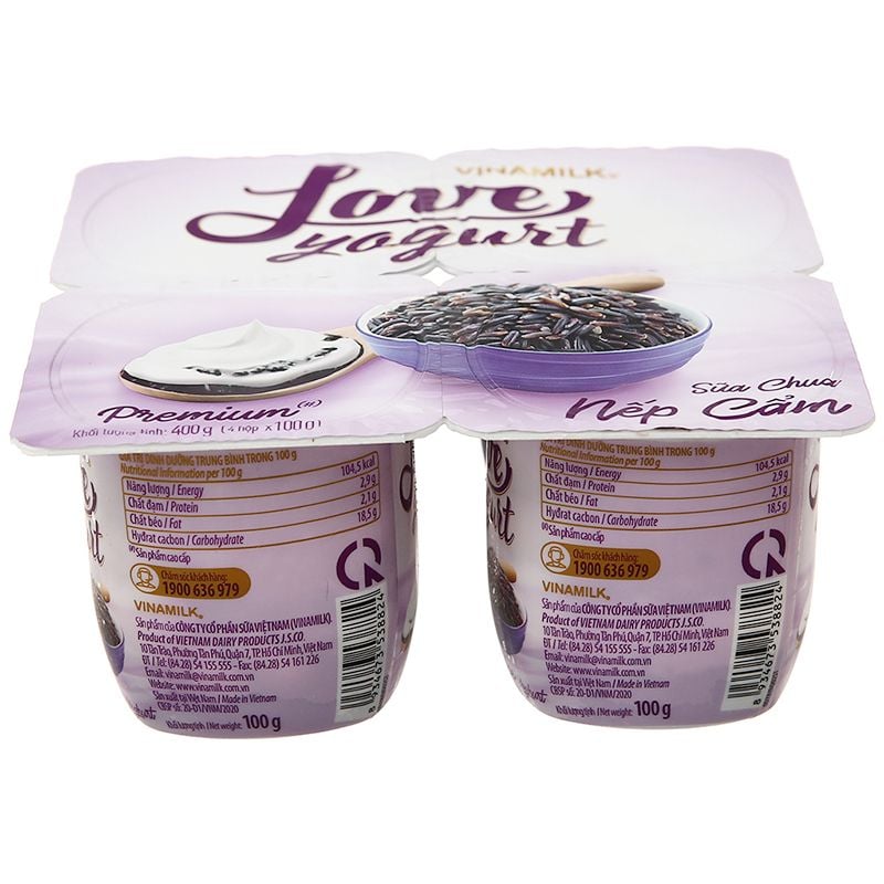  Sữa chua nếp cẩm Vinamilk bộ 3 lốc x 4 hộp x 100g 
