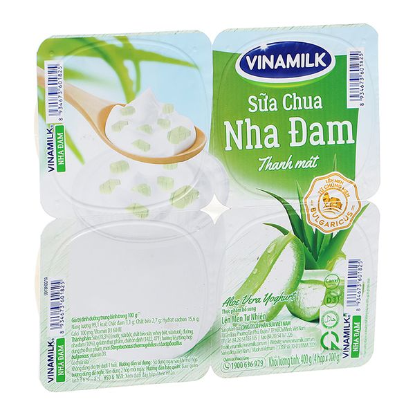  Sữa chua nha đam Vinamilk lốc 4 hộp x 100g 