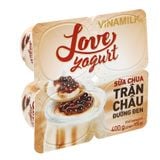  Sữa chua Vinamilk trân châu đường đen Love Yogurt lốc 4 hộp 100g 