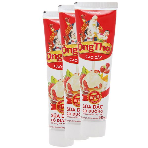  Sữa đặc có đường Ông Thọ Đỏ dạng bộ 3 tuýp 165g 