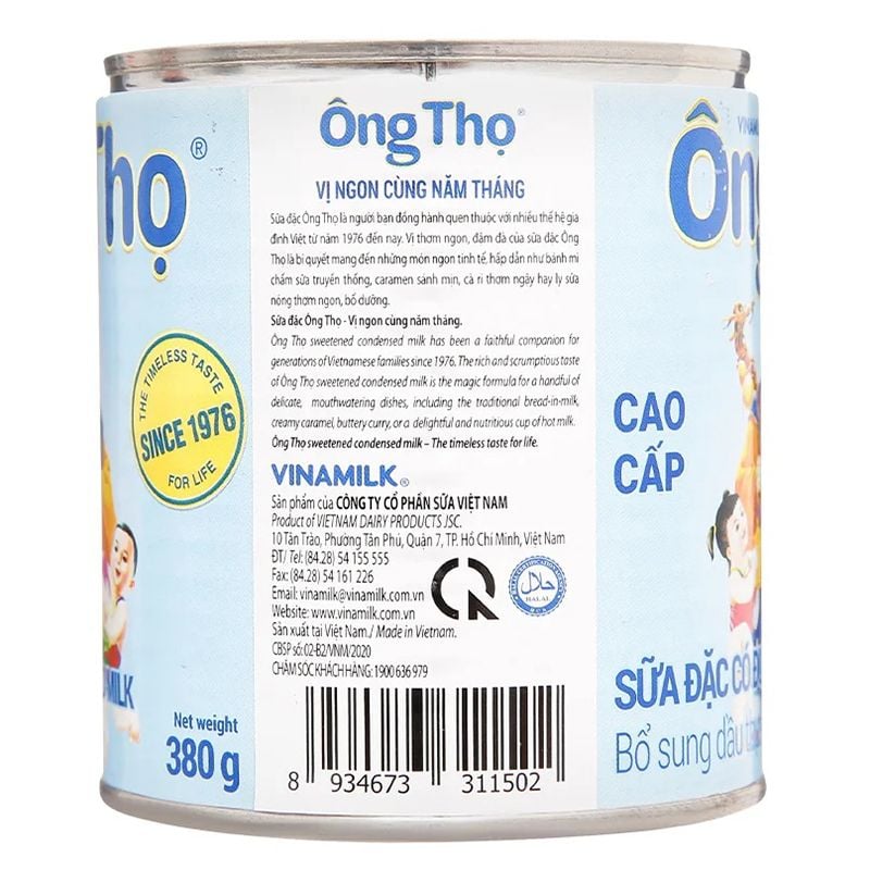  Sữa đặc có đường Ông Thọ trắng nhãn xanh thùng 48 lon x 380g 