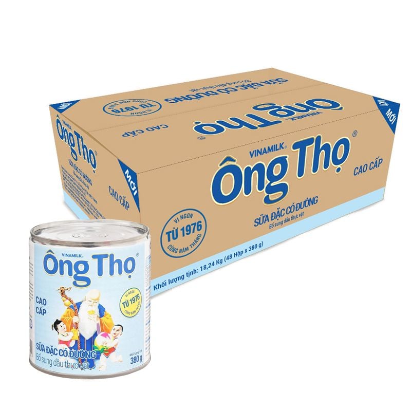  Sữa đặc có đường Ông Thọ trắng nhãn xanh thùng 48 lon x 380g 