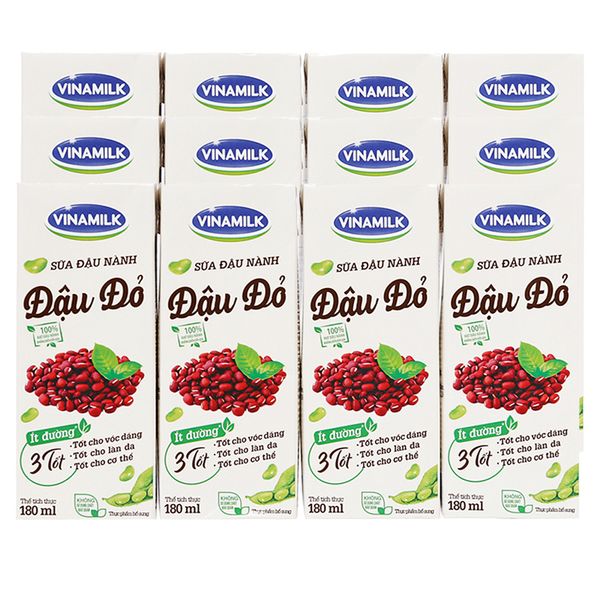  Sữa đậu nành đậu đỏ Vinamilk bộ 3 lốc x 4 hộp x 180ml 