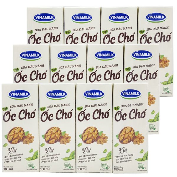  Sữa đậu nành hạt óc chó Vinamilk bộ 3 lốc x 4 hộp x 180ml 