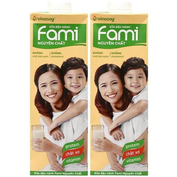  Sữa đậu nành Vinasoy Fami nguyên chất bộ 2 hộp x 1  lít 