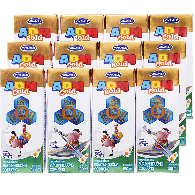  Sữa dinh dưỡng có đường Vinamilk ADM Gold thùng 48 hộp x 180ml 