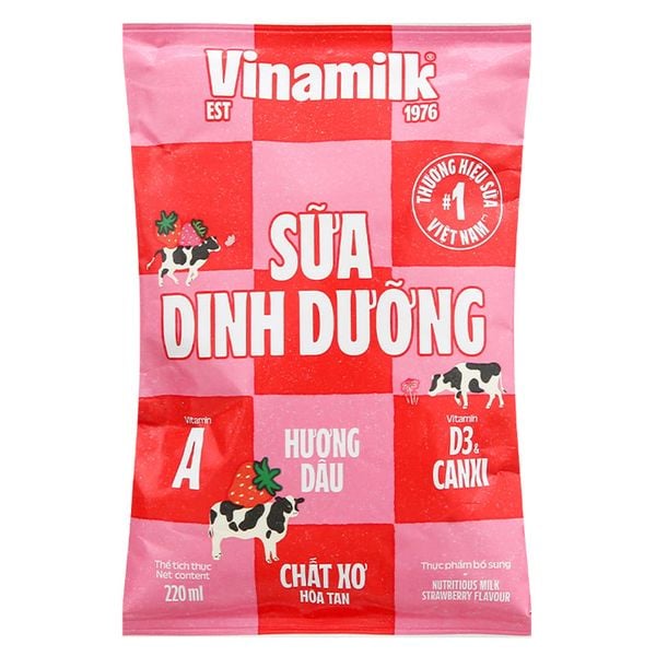  Sữa dinh dưỡng Vinamilk hương dâu bịch 220ml 