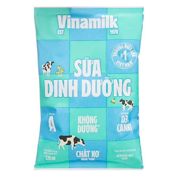  Sữa dinh dưỡng Vinamilk không đường bịch 220ml 