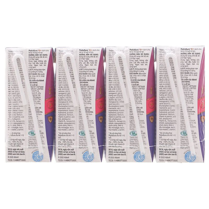  Sữa dinh dưỡng pha sẵn PediaSure 10+ hương vani lốc 4 hộp x 180ml 