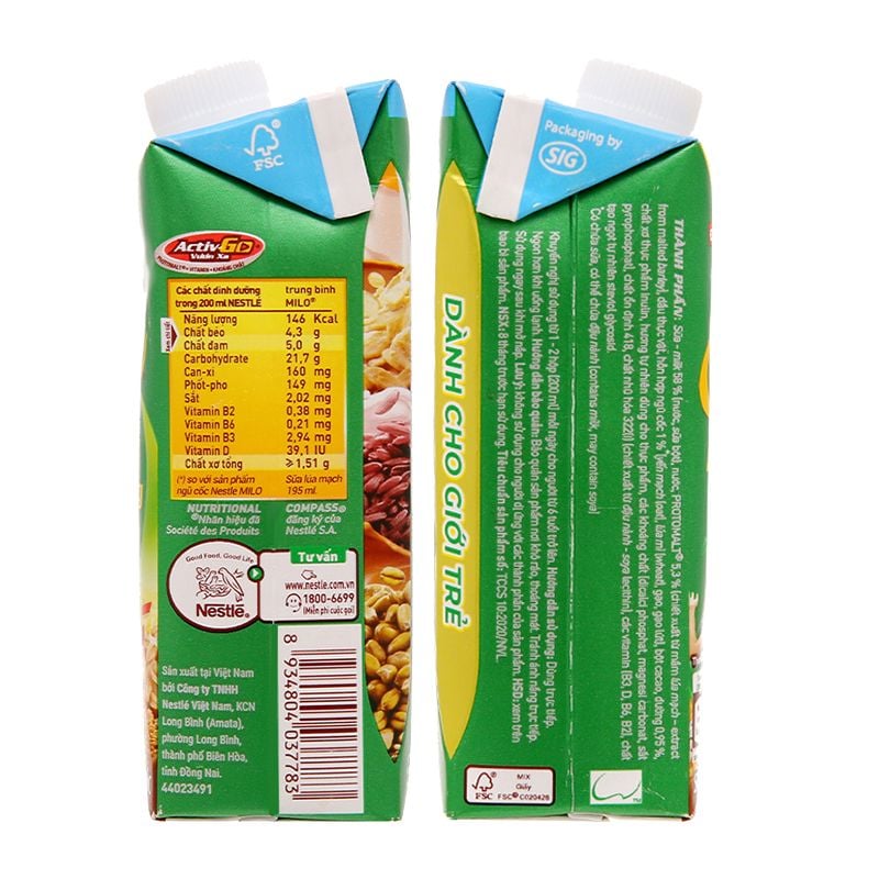  Sữa lúa mạch Milo ít đường nắp vặn thùng 24 hộp x 210ml 