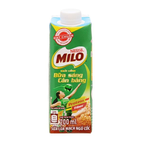  Sữa lúa mạch Milo ít đường nắp vặn hộp 210ml 