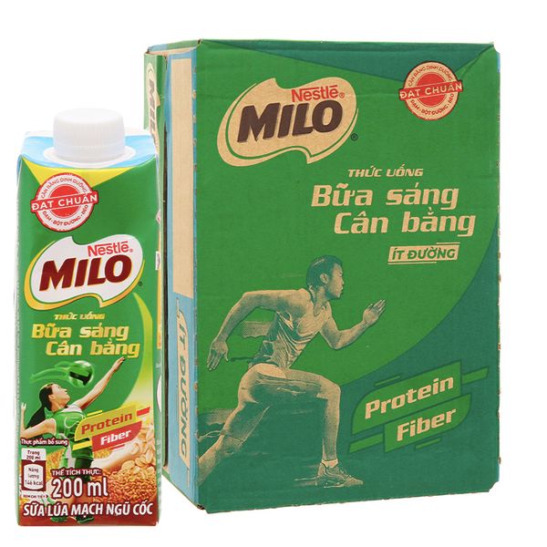  Sữa lúa mạch Milo ít đường nắp vặn thùng 24 hộp x 210ml 