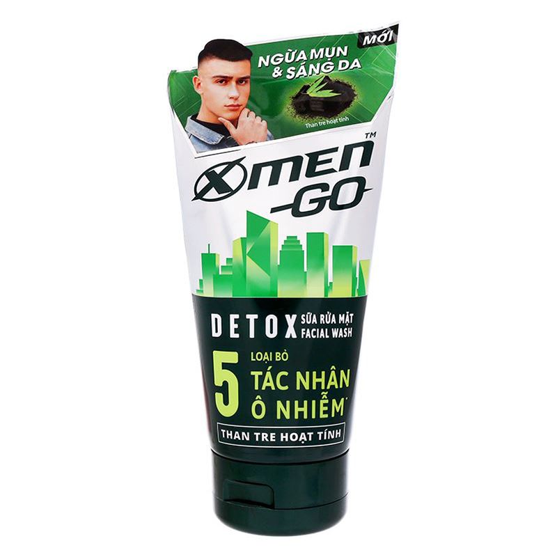  Sữa rửa mặt Detox X-Men ngừa mụn sáng da than tre hoạt tính bộ 2 tuýp x 100g 