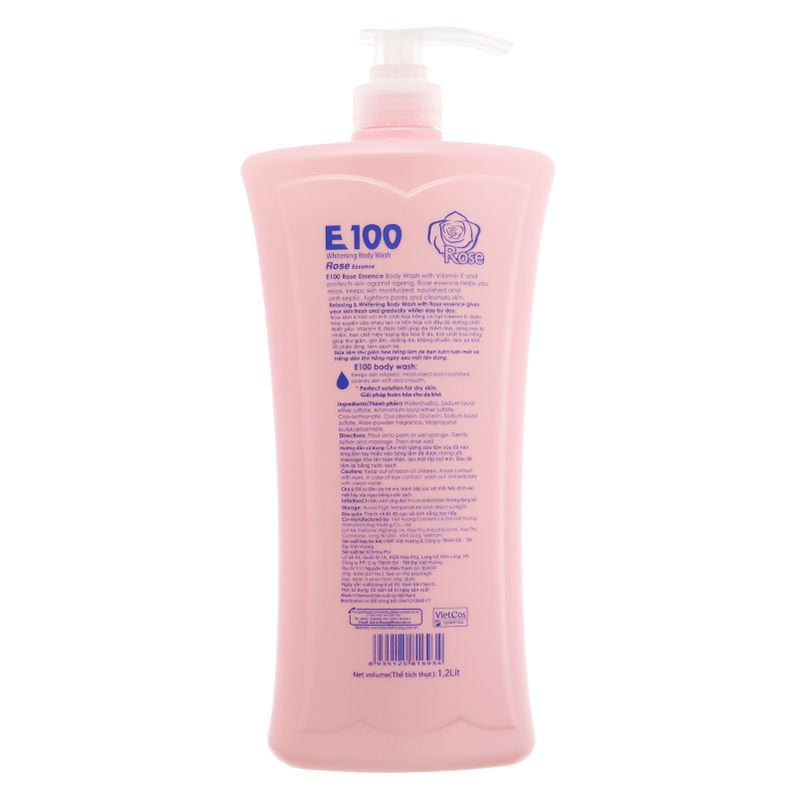  Sữa tắm trắng da E100 Rose tinh chất hoa hồng chai 1,2 lít 