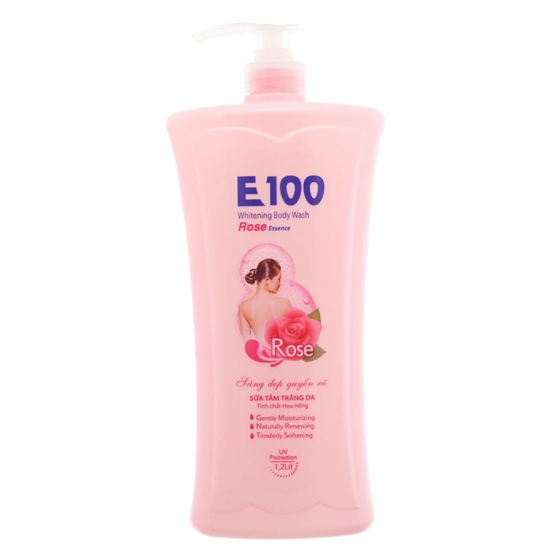  Sữa tắm trắng da E100 Rose tinh chất hoa hồng chai 1,2 lít 