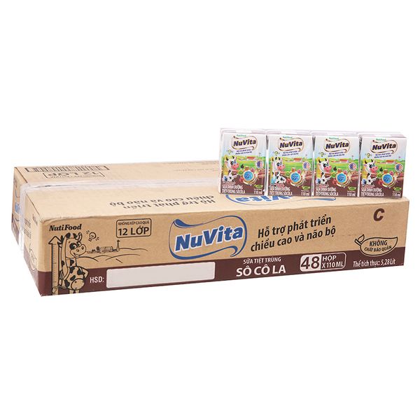  Sữa tiệt trùng Nuvita sô cô la thùng 48 hộp x 110ml 