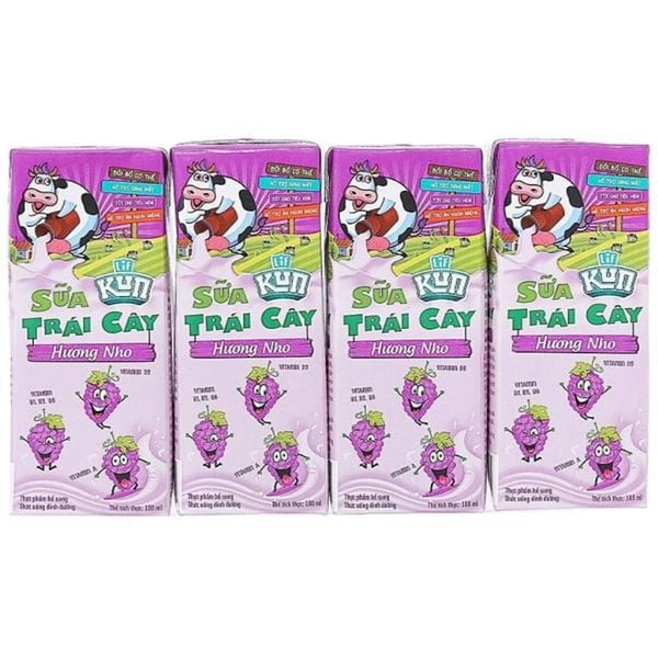  Sữa trái cây LiF Kun hương nho lốc 4 hộp x 180ml 