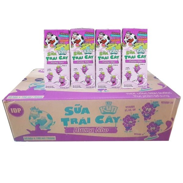  Sữa trái cây LiF Kun hương nho thùng 48 hộp x 180ml 