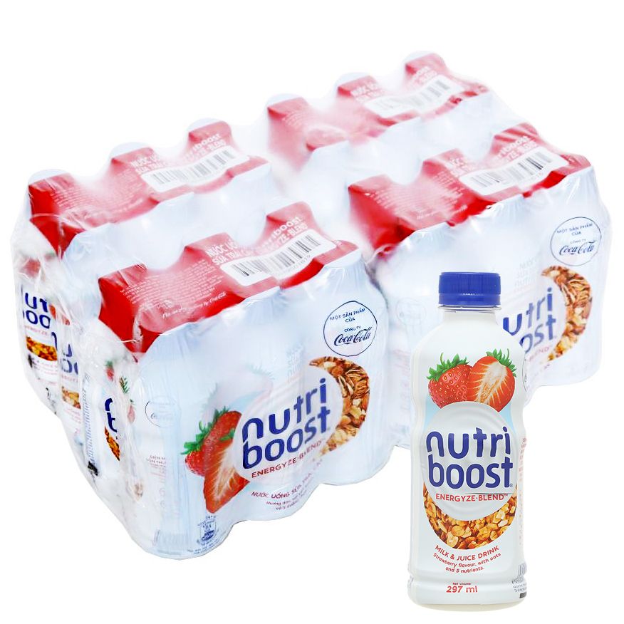  Sữa trái cây Nutriboost hương dâu thùng 24 chai x 297ml 