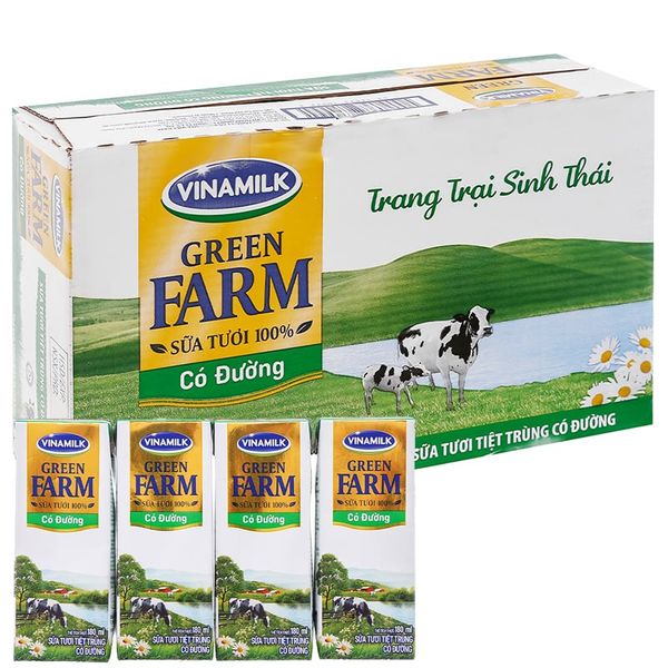  Sữa tươi tiệt trùng có đường Vinamilk Green Farm thùng 48 hộp x 180ml 