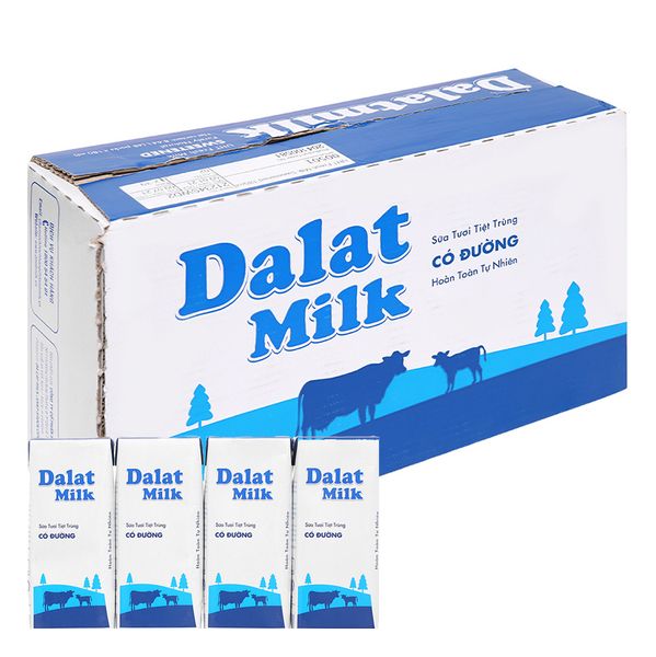  Sữa tươi tiệt trùng Dalat Milk có đường thùng 48 hộp x 110ml 