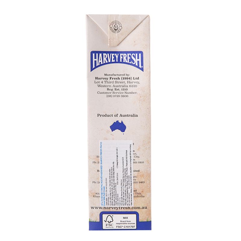  Sữa tươi tiệt trùng Harvey Fresh nguyên kem hộp 1 lít 
