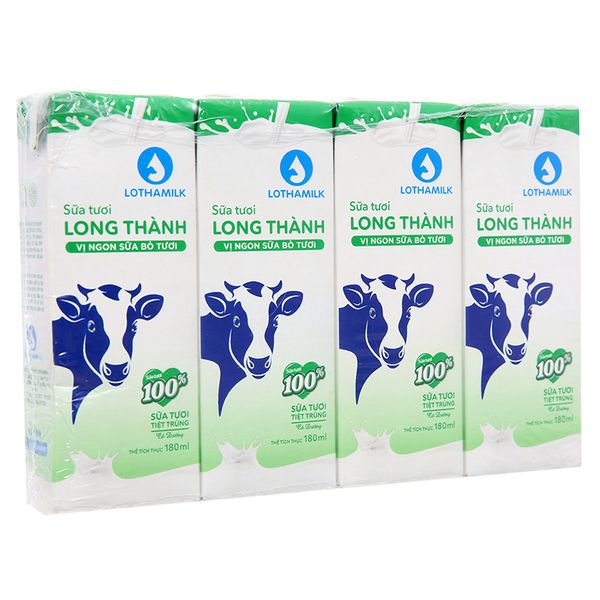  Sữa tươi tiệt trùng Lothamilk có đường lốc 4 hộp x 180ml 