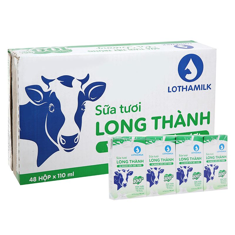  Sữa tươi tiệt trùng Lothamilk có đường thùng 48 hộp x 110ml 