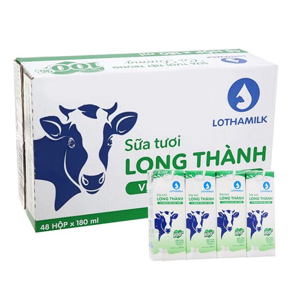  Sữa tươi tiệt trùng Lothamilk có đường thùng 48 hộp x 180ml 
