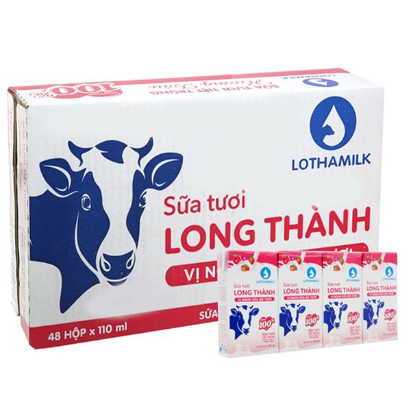  Sữa tươi tiệt trùng Lothamilk dâu thùng 48 hộp x 110ml 