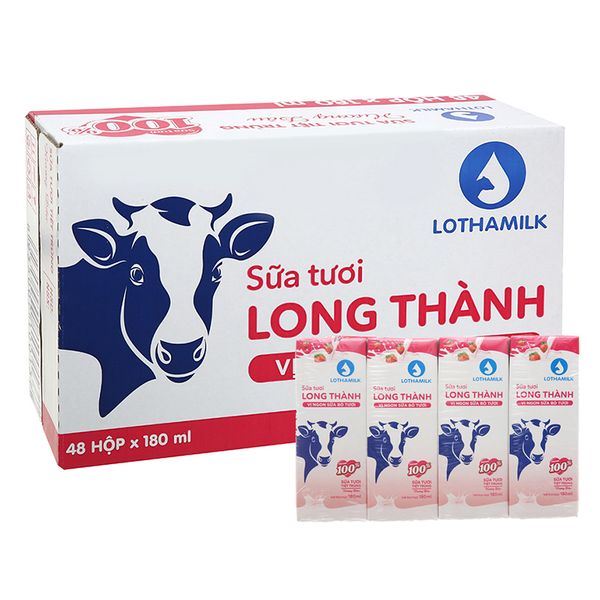  Sữa tươi tiệt trùng Lothamilk dâu thùng 48 hộp x 180ml 