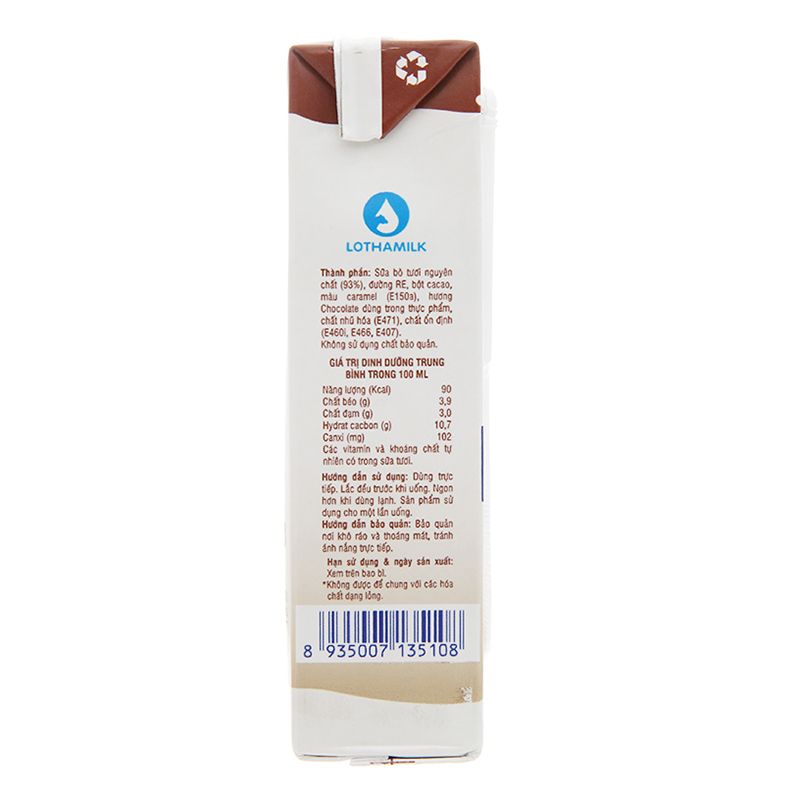  Sữa tươi tiệt trùng Lothamilk socola lốc 4 hộp x 180ml 
