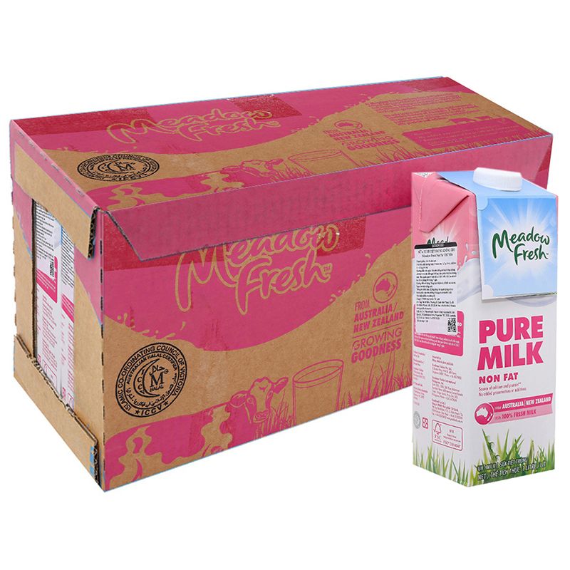  Sữa tươi tiệt trùng Meadow Fresh không béo thùng 12 hộp x 1 lít 