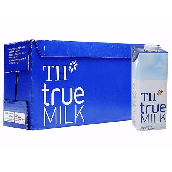  Sữa tươi tiệt trùng TH true MILK có đường thùng 12 hộp x 1 lít 