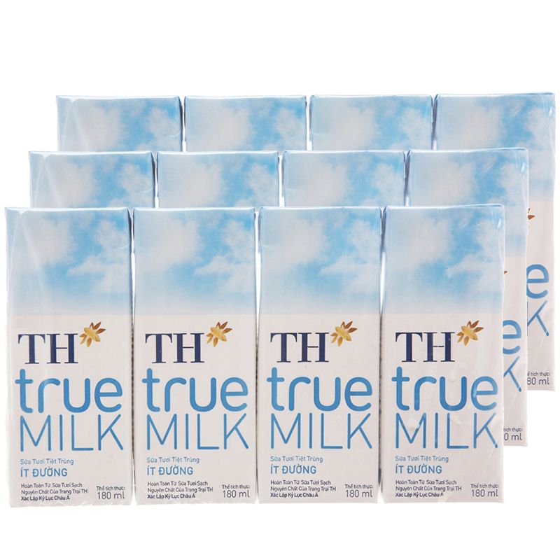  Sữa tươi tiệt trùng TH true MILK ít đường thùng 48 hộp x 180ml 