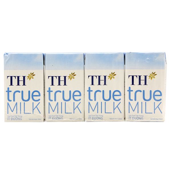  Sữa tươi tiệt trùng TH true MILK ít đường lốc 4 hộp x 110ml 