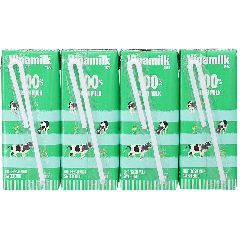  Sữa tươi Vinamilk 100 có đường lốc 4 hộp x 180ml 