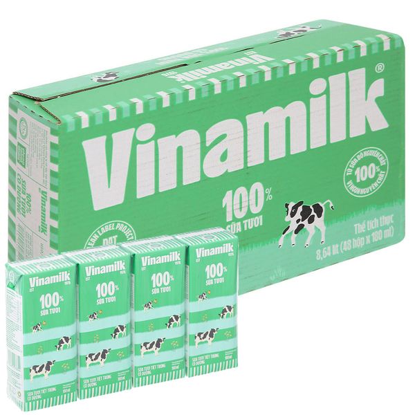  Sữa tươi Vinamilk 100 có đường thùng 48 hộp x 180ml 