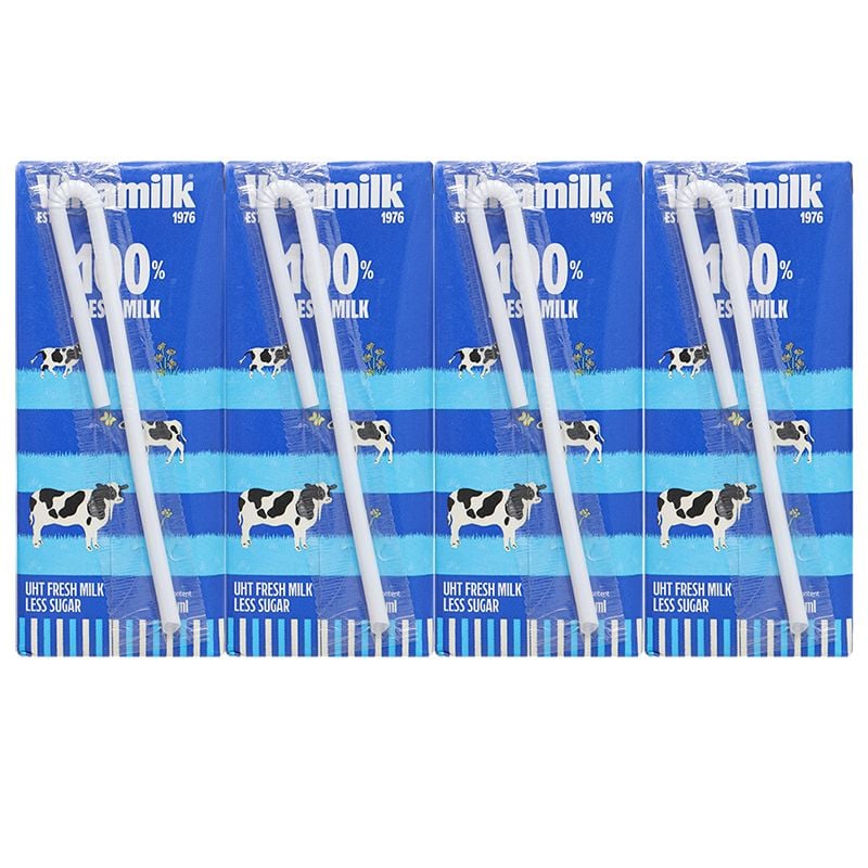  Sữa tươi Vinamilk 100 ít đường lốc 4 hộp x 180ml 
