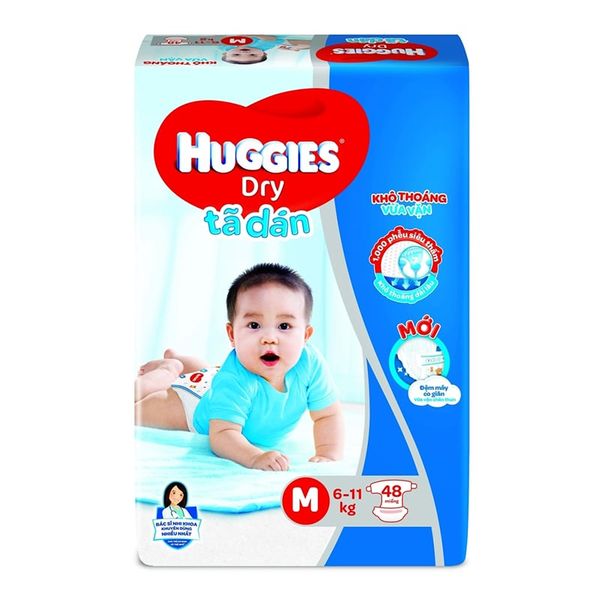  Tã dán Huggies Dry Jumbo size M từ 6-11 kg gói 48 miếng 