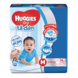  Tã dán Huggies Dry Super Jumbo size M từ 6 - 11 kg gói 74 miếng 