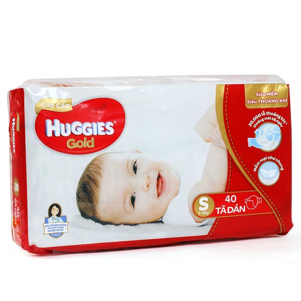  Tã dán Huggies Gold cao cấp đỏ size S từ 4 - 8kg gói 40 miếng 