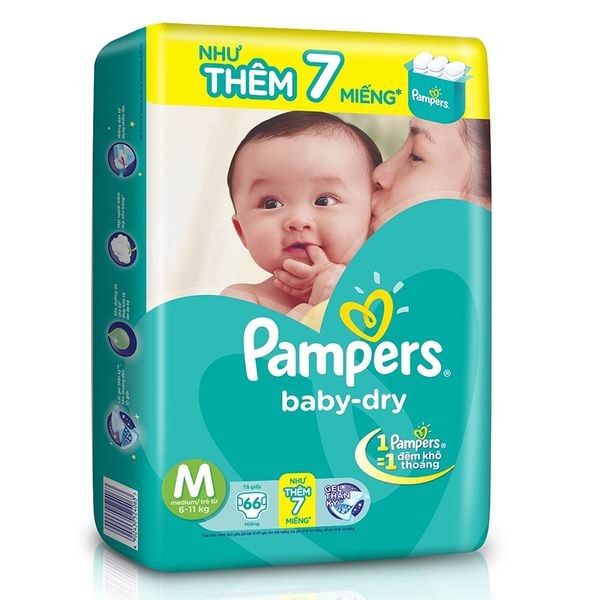  Tã dán Pampers jumbo size M từ 6-11kg gói 66 miếng 