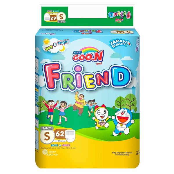  Tã quần Goo.n Renew Friend Jumbo size S từ 4 - 8 Kg gói 62 miếng 