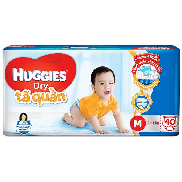  Tã quần Huggies Dry Pants size M từ 6-11kg gói 40 miếng 