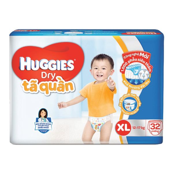  Tã quần Huggies Dry Pants size XL từ 12 - 17 kg gói 32 miếng 